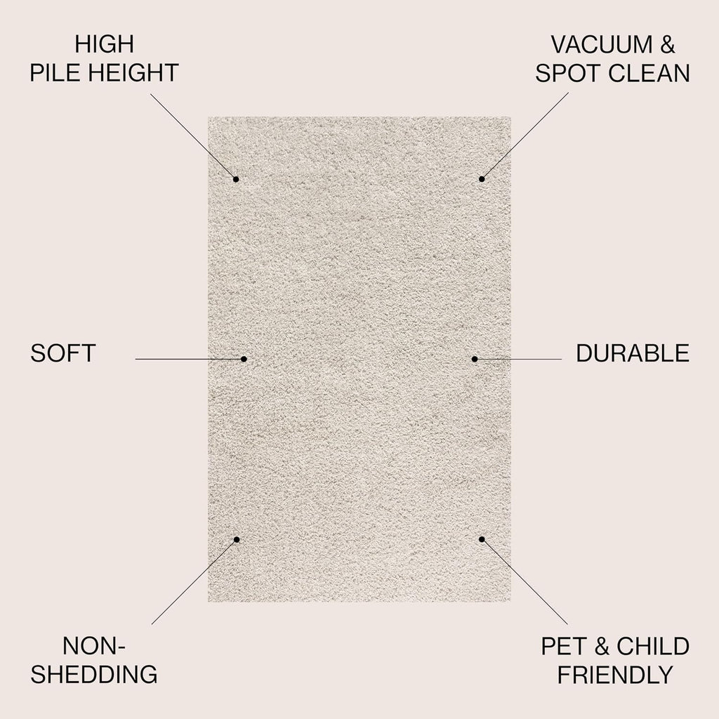 Cream Mercer Shag  4x6 Indoor Area Rug