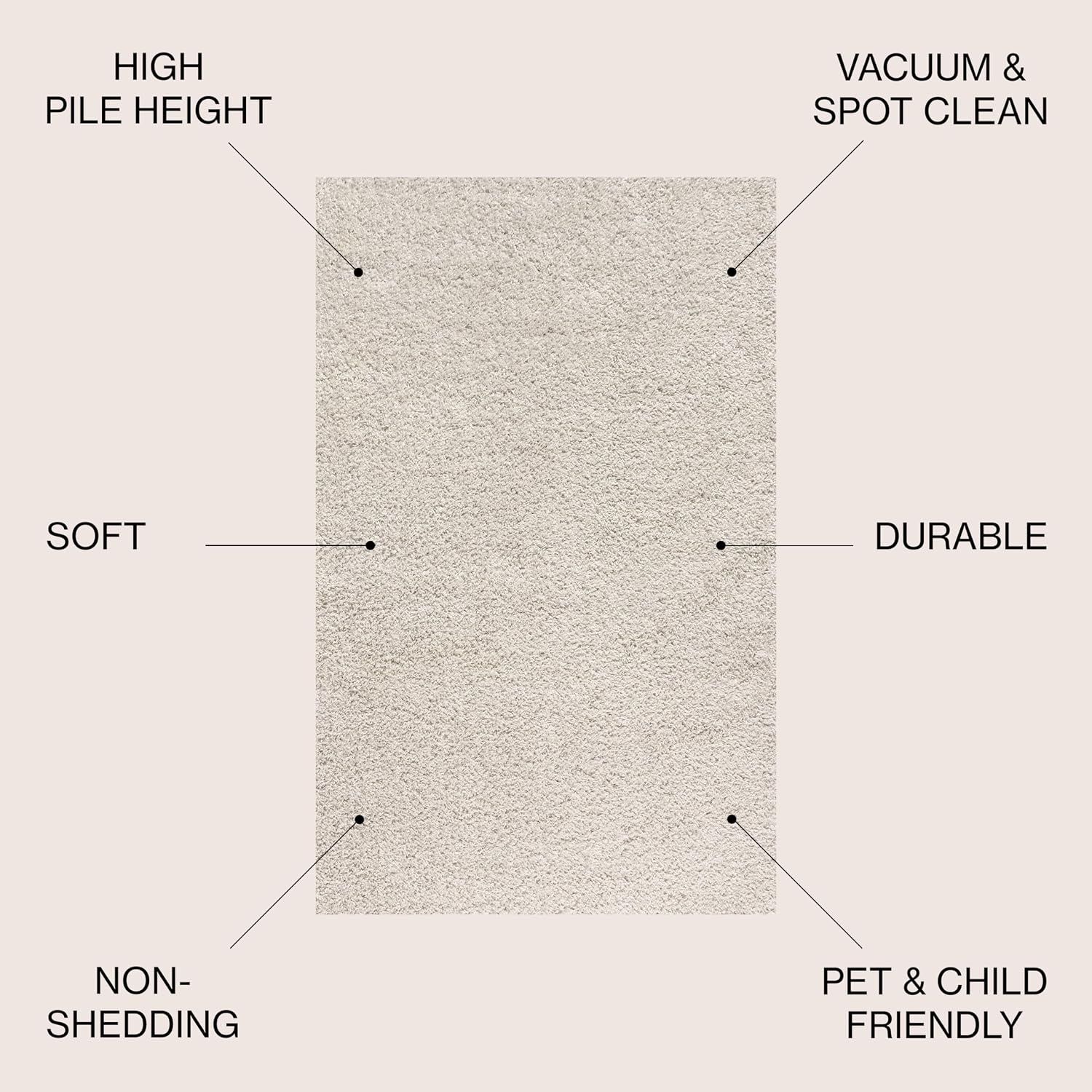 Cream Mercer Shag  4x6 Indoor Area Rug