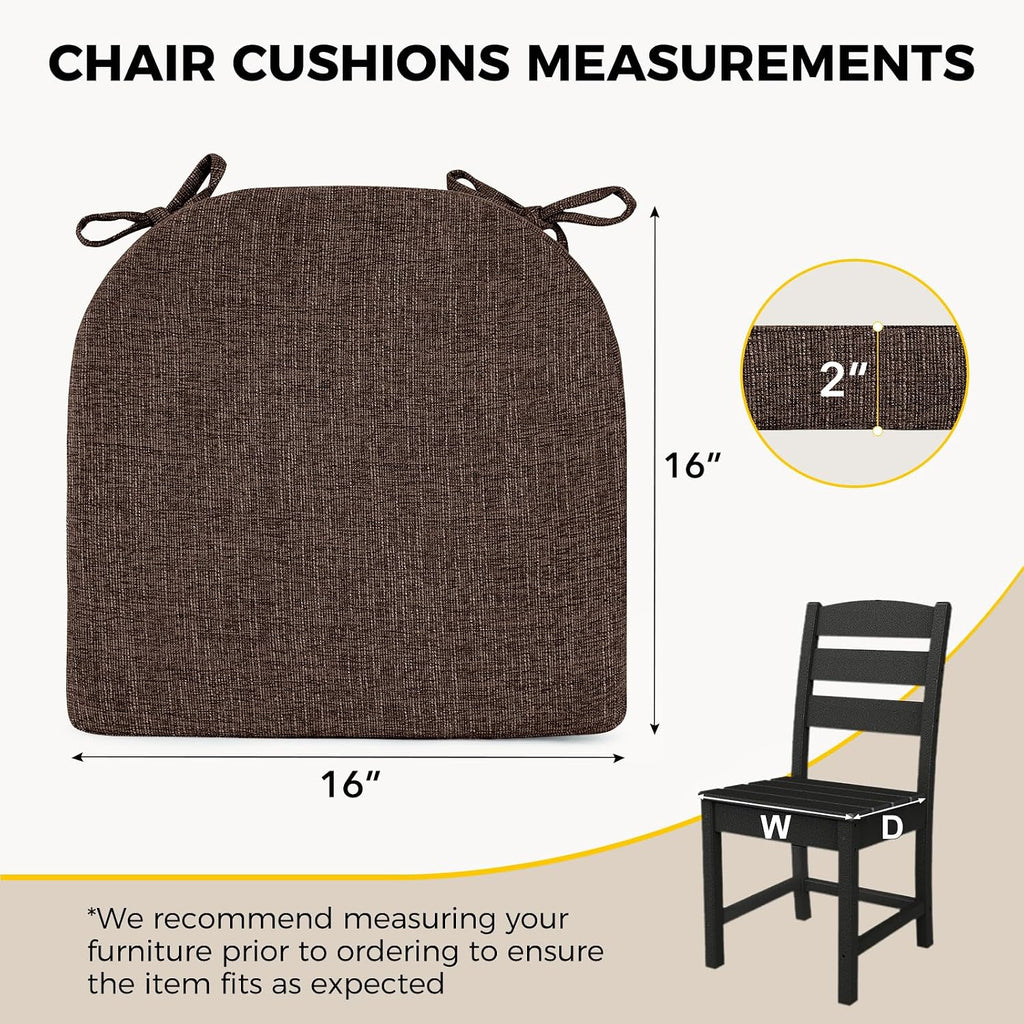 Brown Textured Foam Dining Chair Cushions 4 Pack