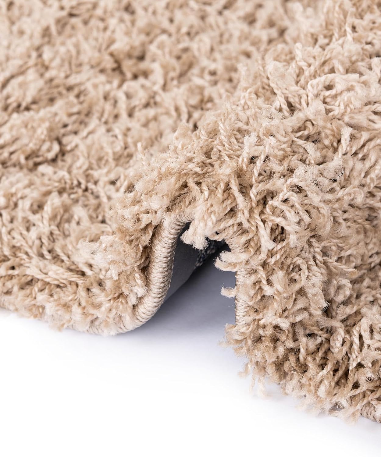 Taupe Solid Shag 7'10"x10' Modern Area Rug