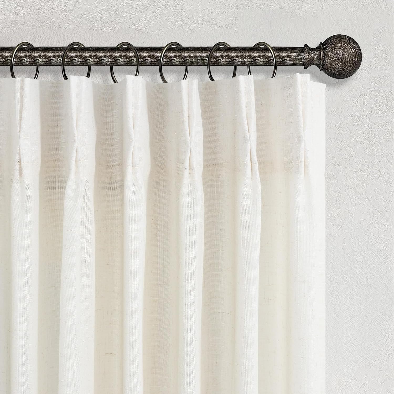 Cream 84 Inch 2 Panels Pinch Pleated Linen Curtains