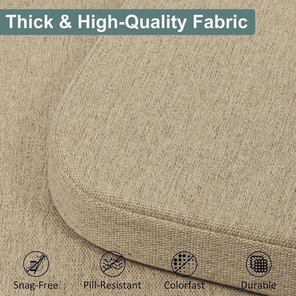 Natural Linen Memory Foam Dining Chair Cushions 4 Pack