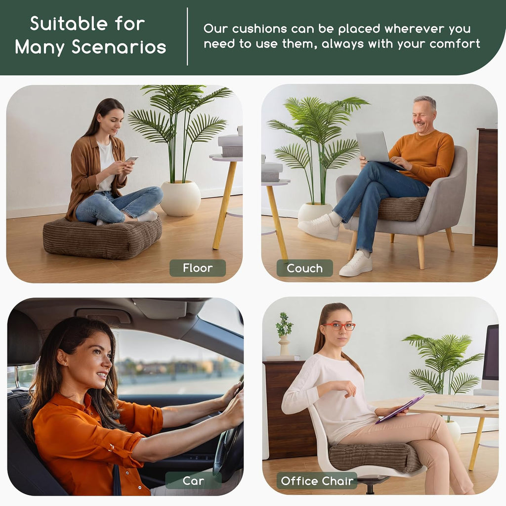 Brown Tufted Corduroy Recliner Seat Cushion