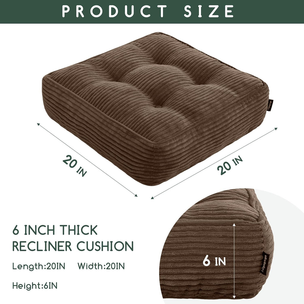 Brown Tufted Corduroy Recliner Seat Cushion