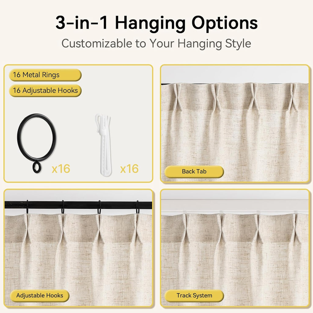 Natural Linen Sheer Pleated Curtains