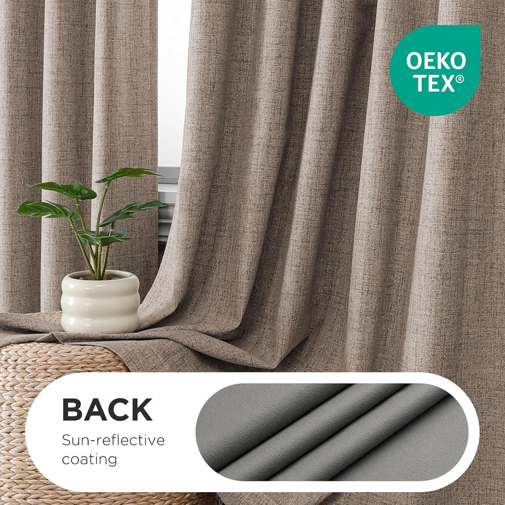 40"W x 84"L Blackout Pinch Pleated 2 Panels Linen Curtains