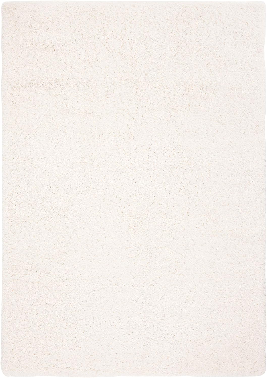 Ivory Fontana Shag 5'3"x7'6" Solid Area Rug