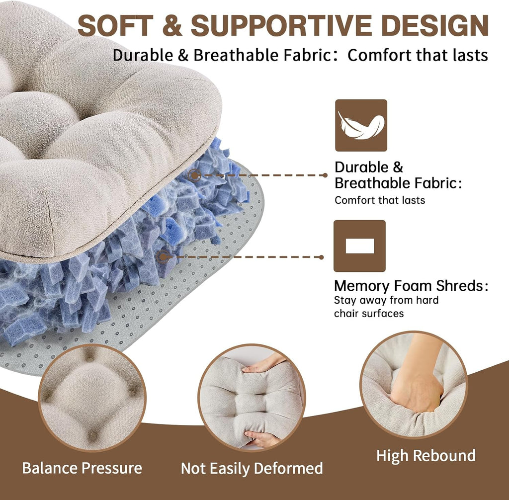 Beige Thick Dining Chair Cushions Set of 4