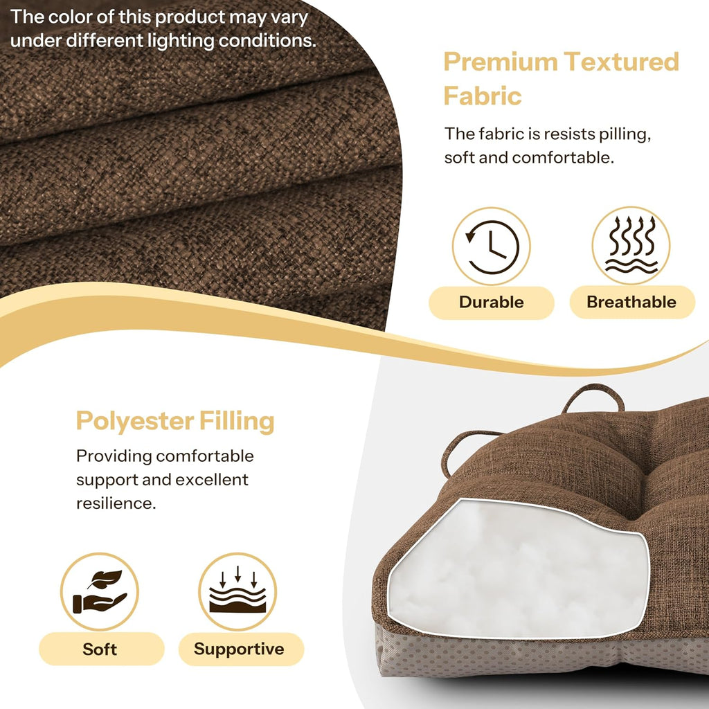 Coffee Tufted Dining Chair Cushions Set of 4