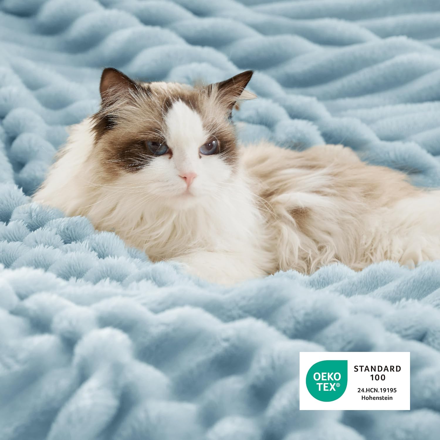 Sky Blue Thick Warm Sherpa Throw Blanket