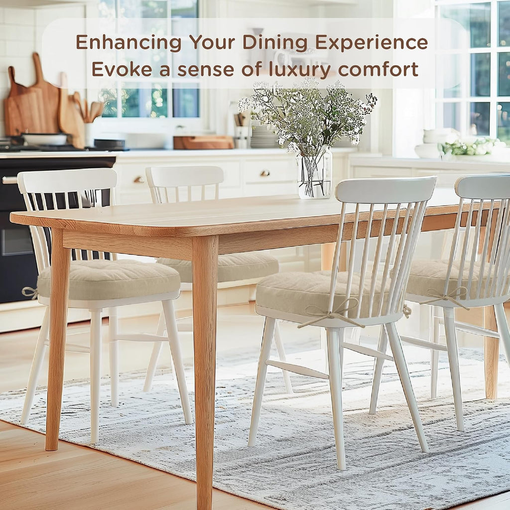 Beige Memory Foam Dining Chair Cushions 4 Pack