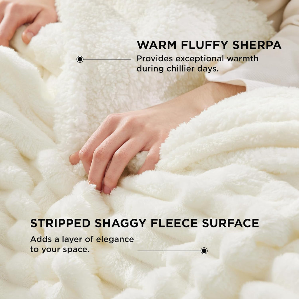 White GentleSoft Thick Sherpa Throw Blanket