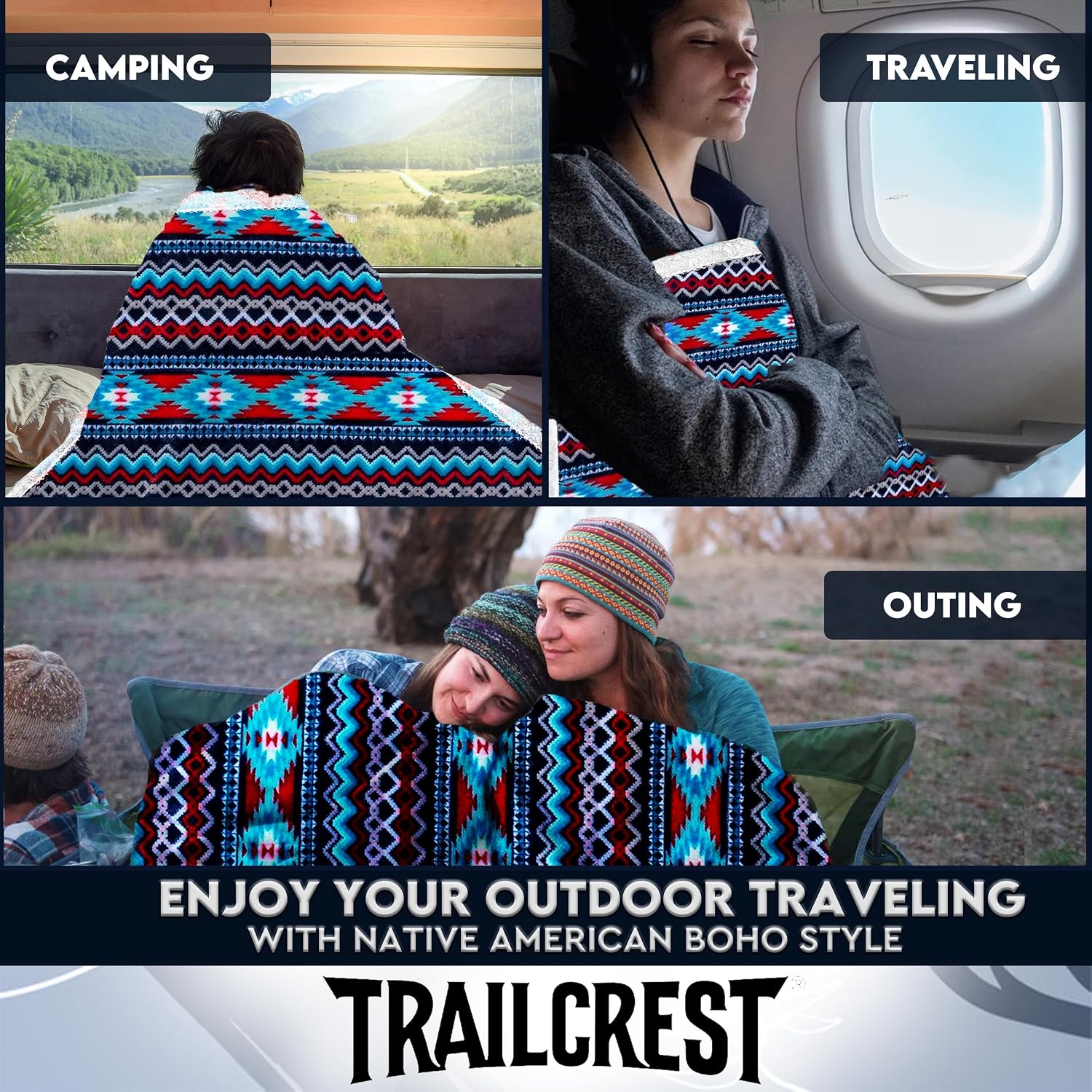 Aztec Reversible Twin Sherpa Throw Blanket