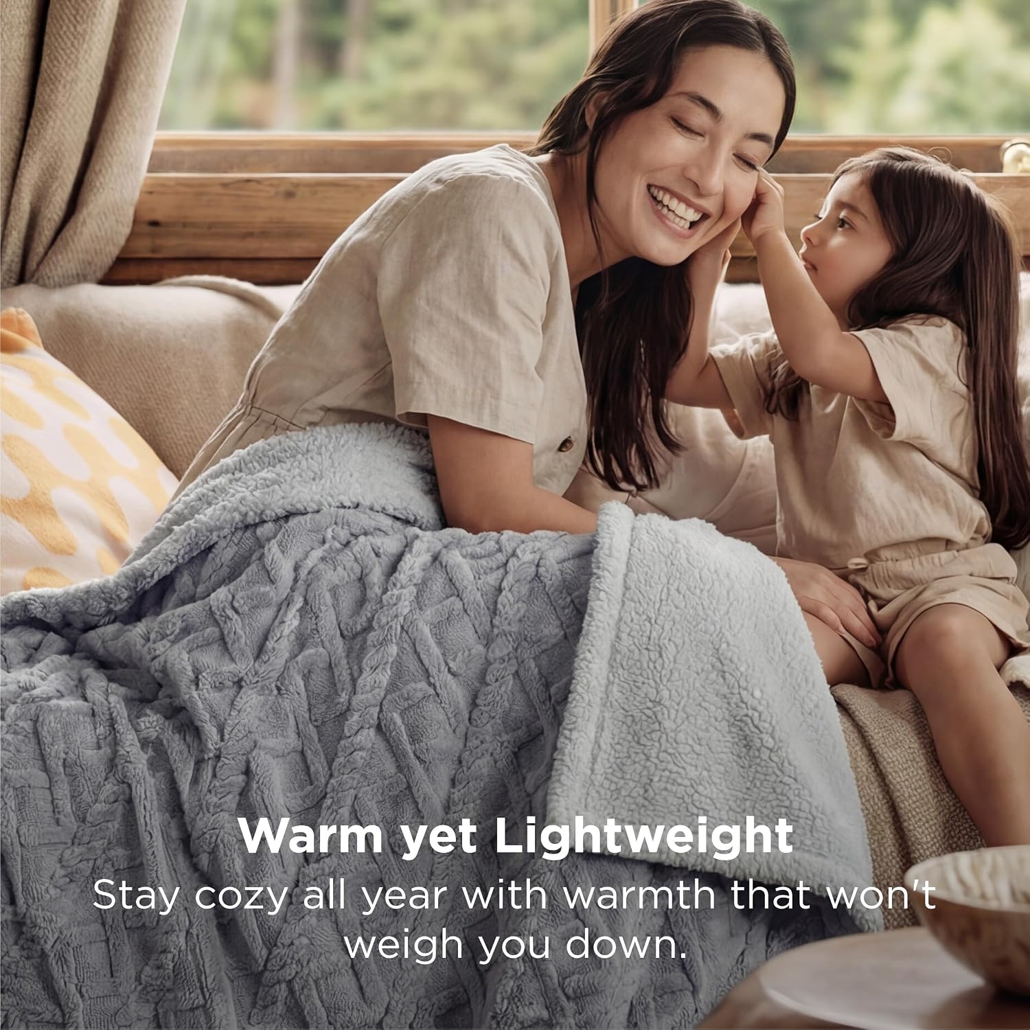 Grey Cable Jacquard Gentlesoft Sherpa Throw Blanket