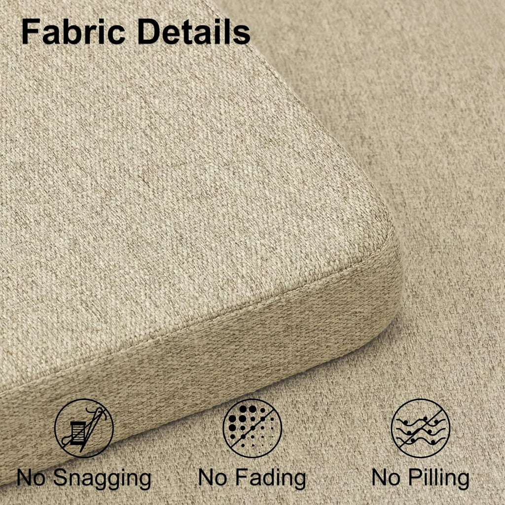 Natural Linen Non Slip Dining Chair Cushions Set of 4