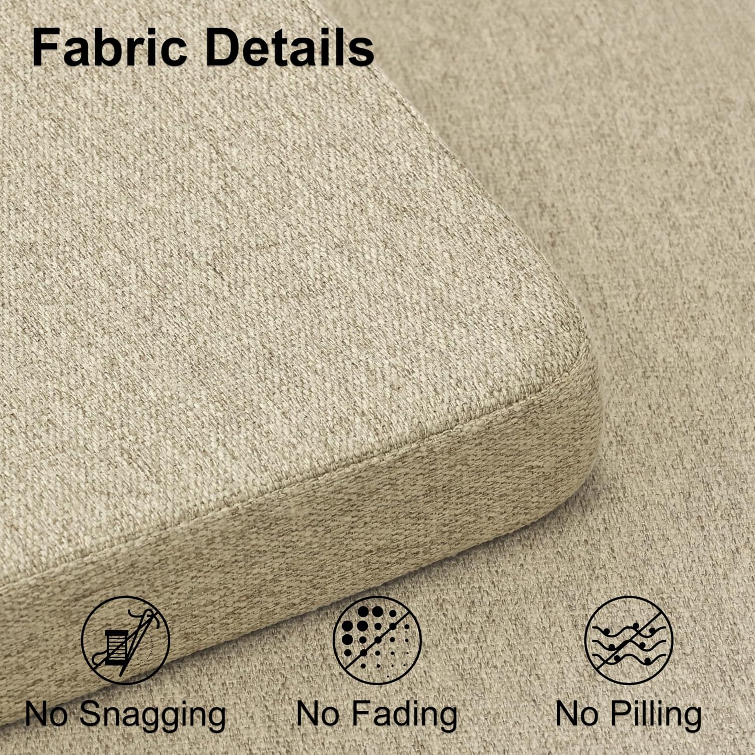 Natural Linen Non Slip Dining Chair Cushions Set of 4