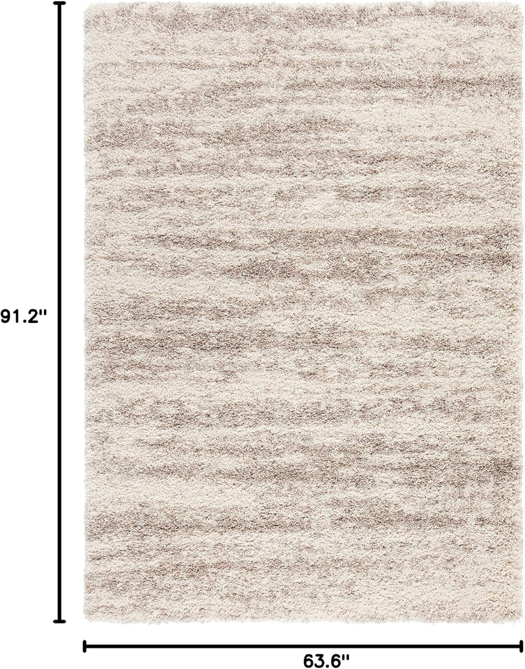 Ivory & Beige Hudson Shag 5'3"x7'6" Modern Shag Area Rug