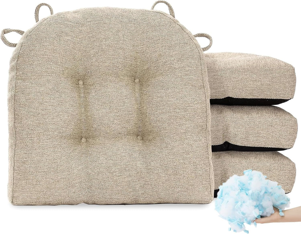 Beige Non Slip Dining Chair Cushions Set of 4