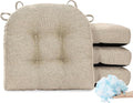 Beige Non Slip Dining Chair Cushions Set of 4