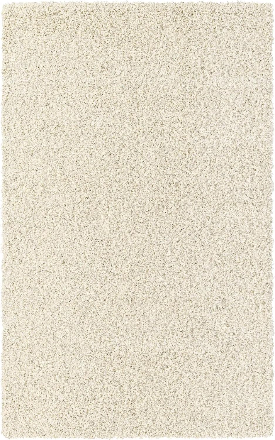 Pure Ivory Unique Loom Solid Shag 5'3"x8' Rectangle Area Rug