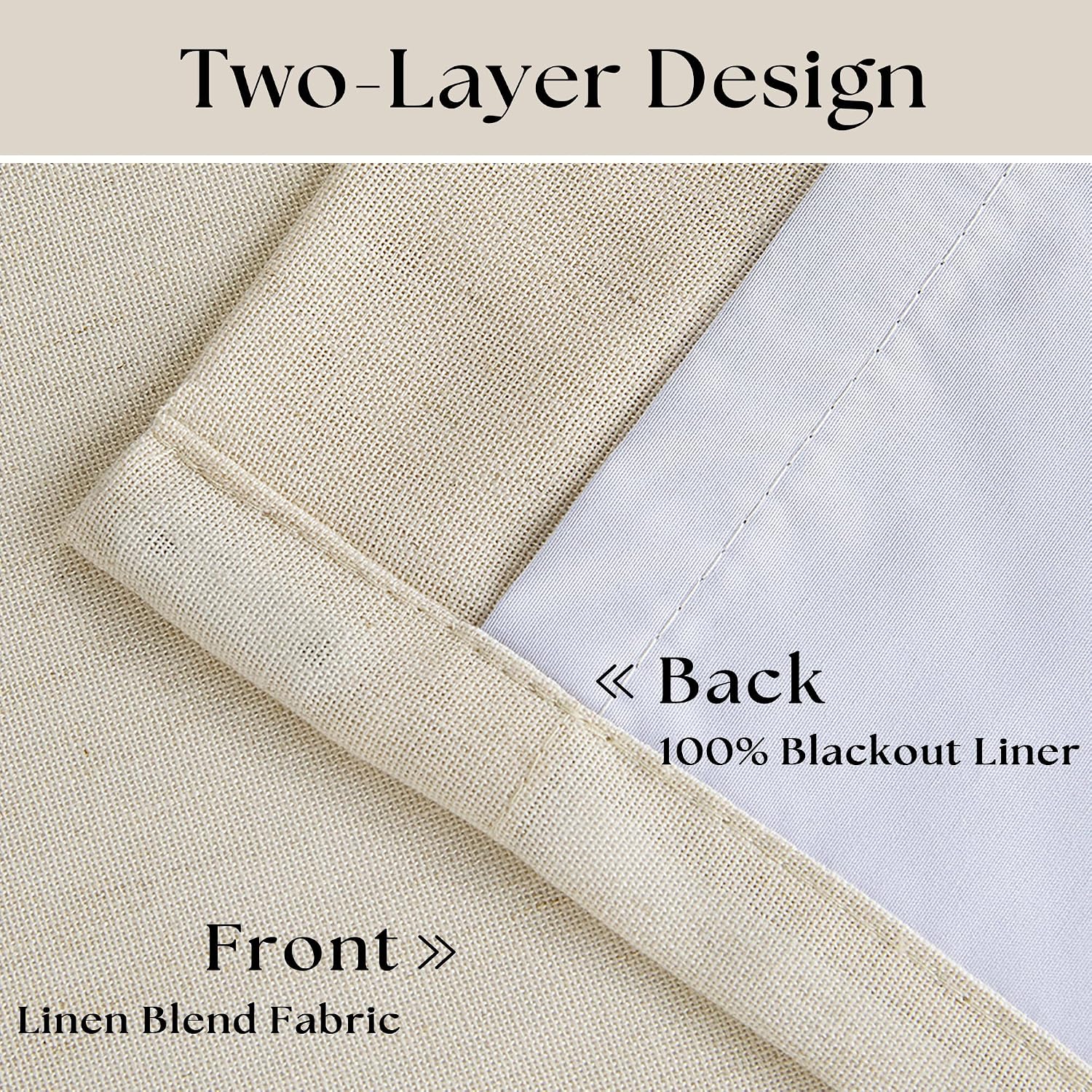 Cream Beige Linen Blackout Curtains