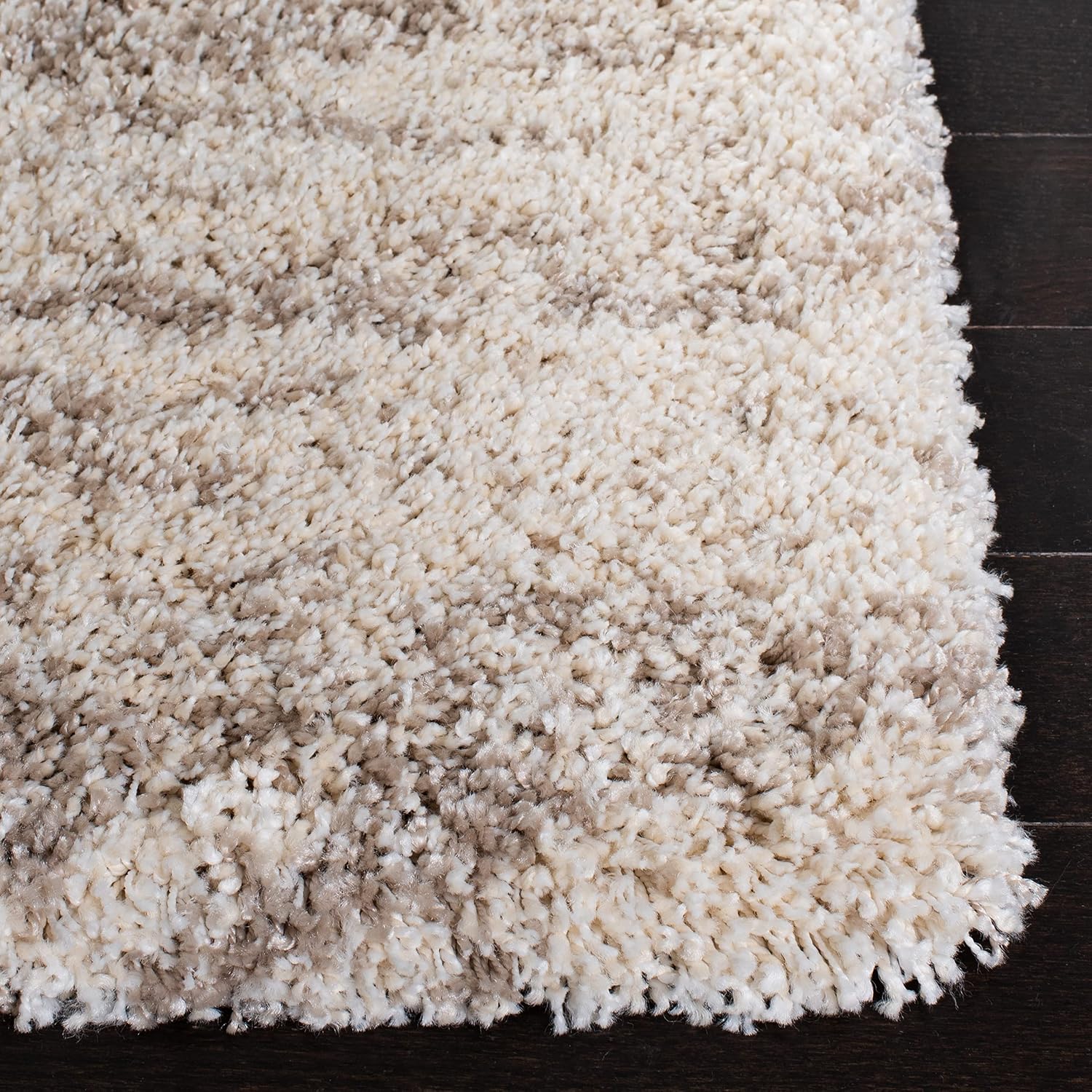 Ivory & Beige Hudson Shag 5'3"x7'6" Modern Shag Area Rug