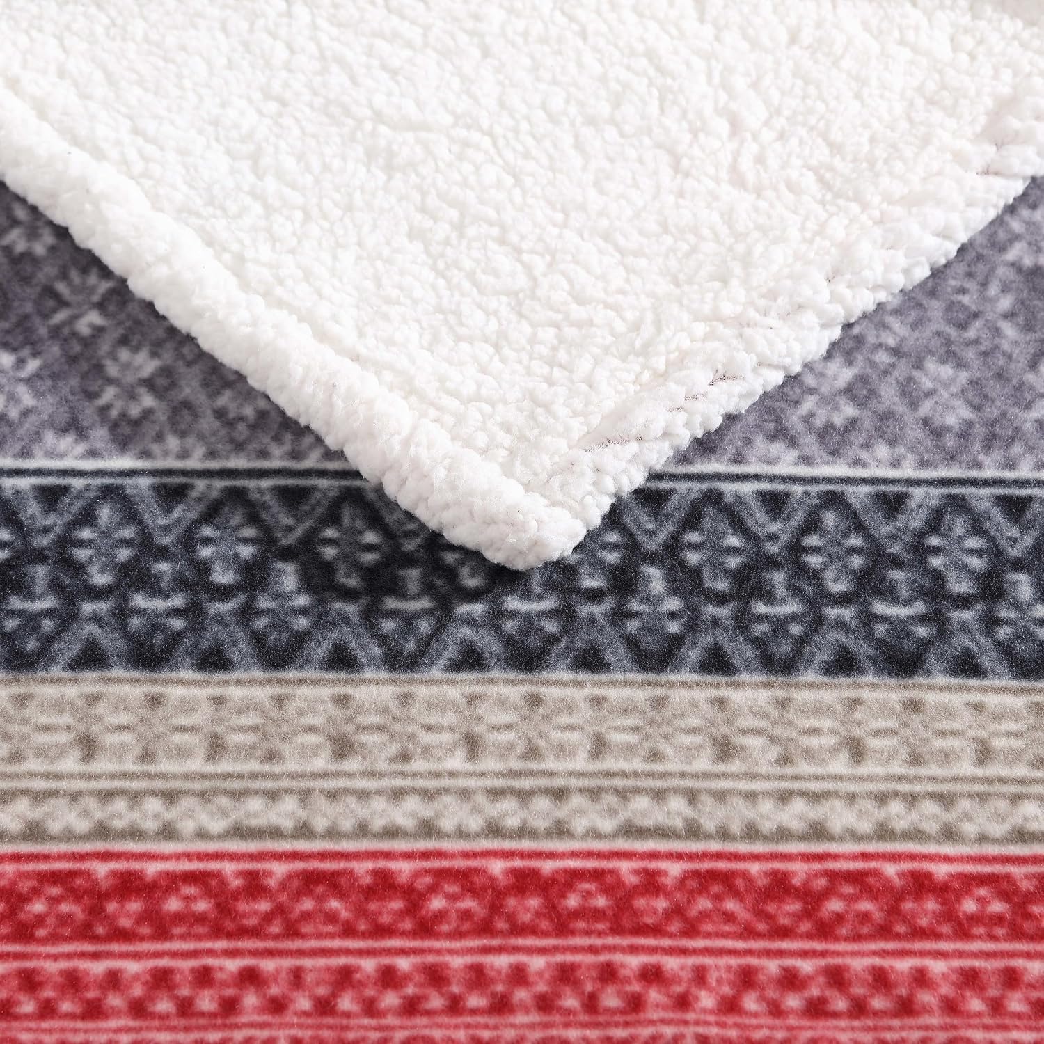 Dark Steel Fair Isle Sherpa Throw Blanket