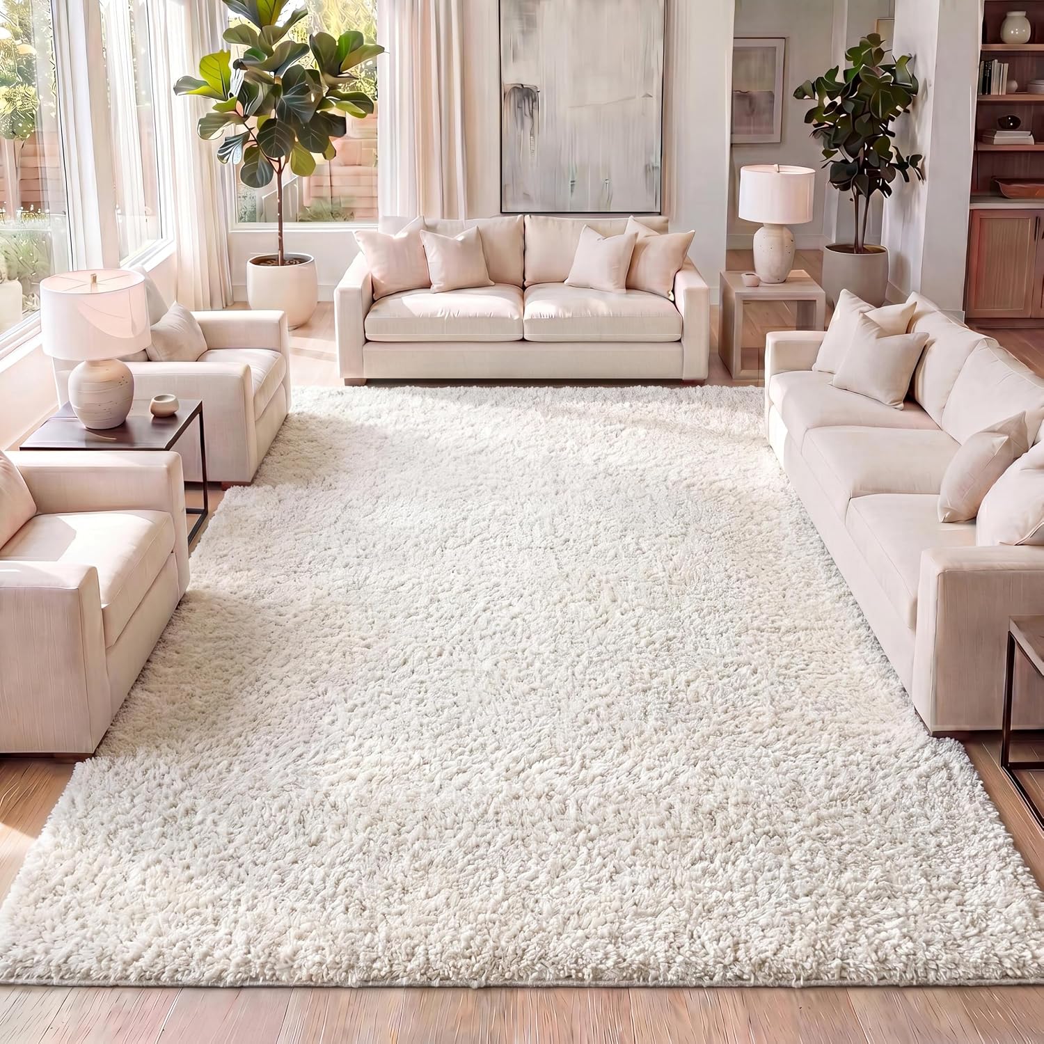 Cream Mercer Shag  4x6 Indoor Area Rug