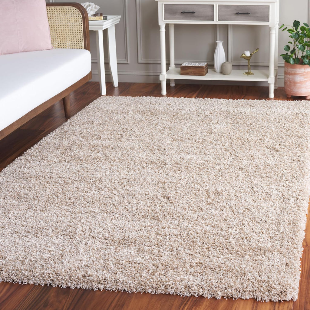 Beige California Shag 5'3"x7'6" Area Rug