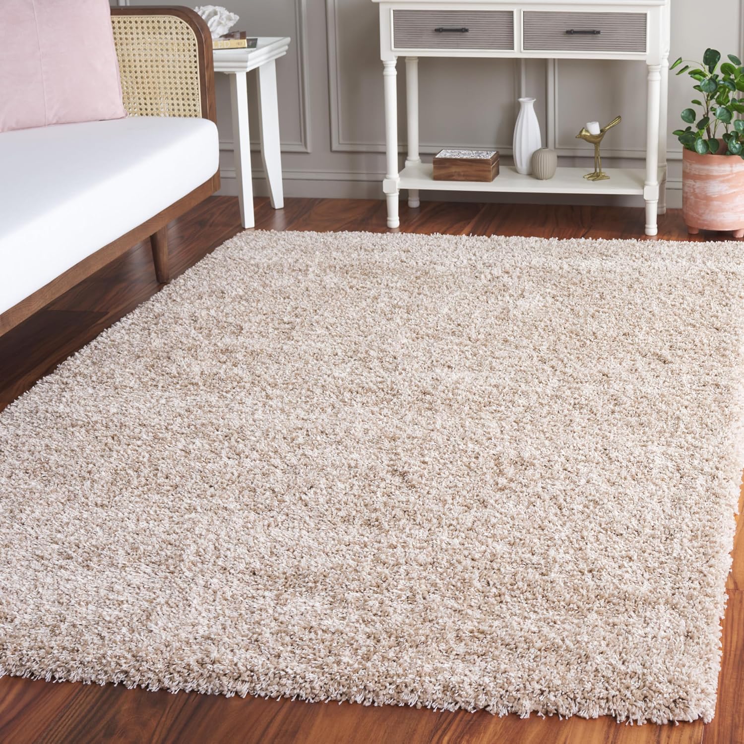 Beige California Shag 5'3"x7'6" Area Rug
