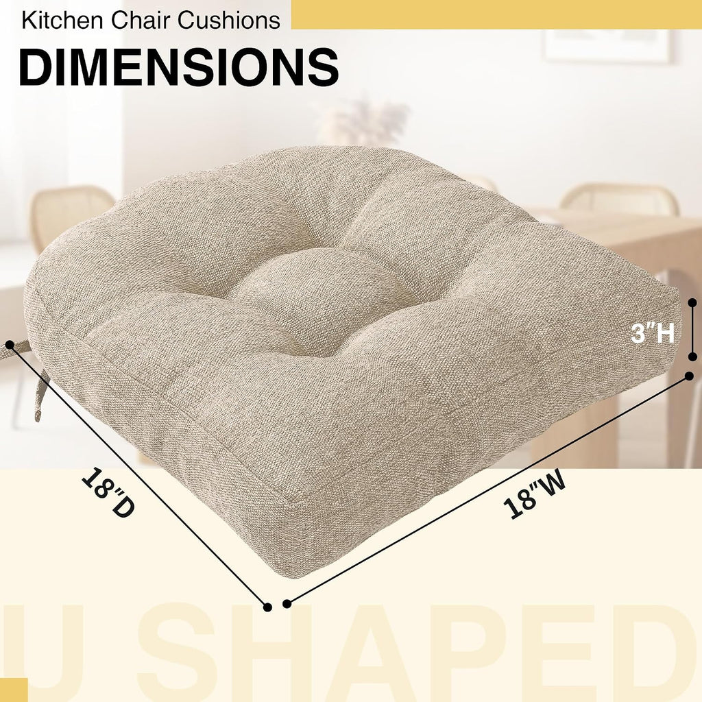 Beige Non Slip Dining Chair Cushions Set of 4