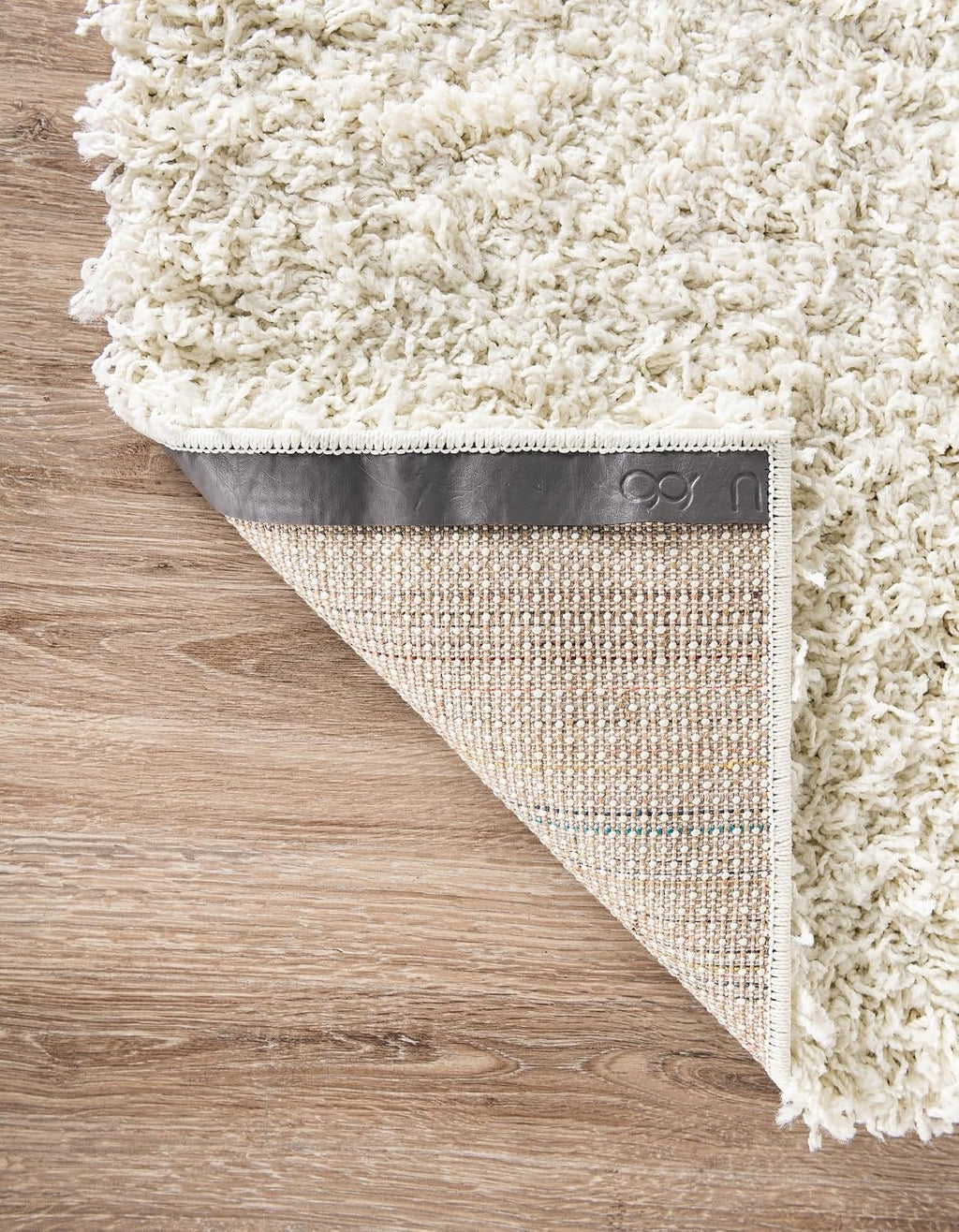 Pure Ivory Unique Loom Solid Shag 5'3"x8' Rectangle Area Rug