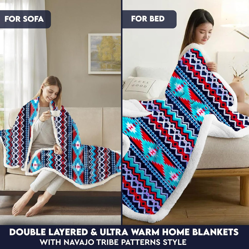 Aztec Reversible Twin Sherpa Throw Blanket