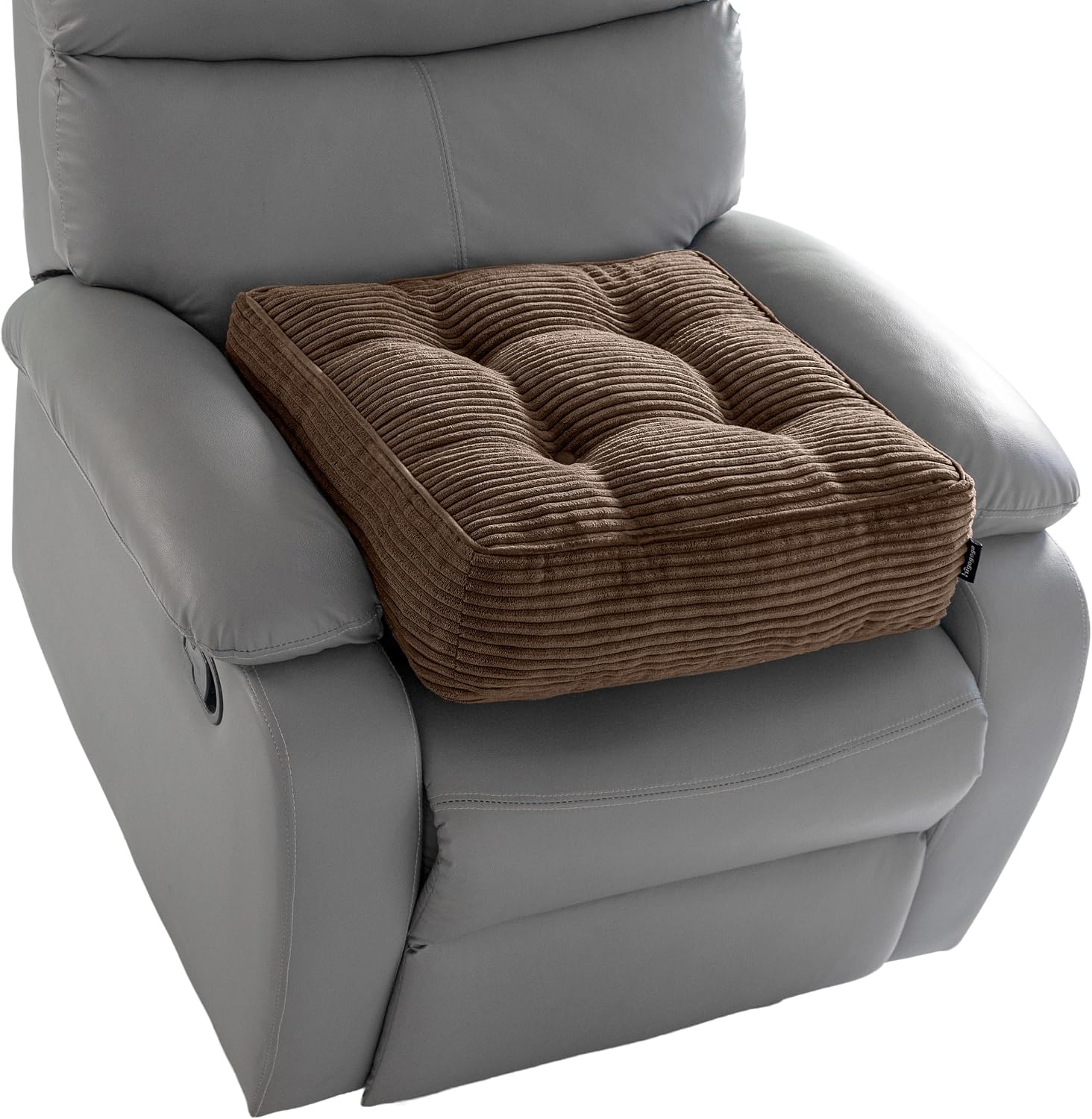 Brown Tufted Corduroy Recliner Seat Cushion