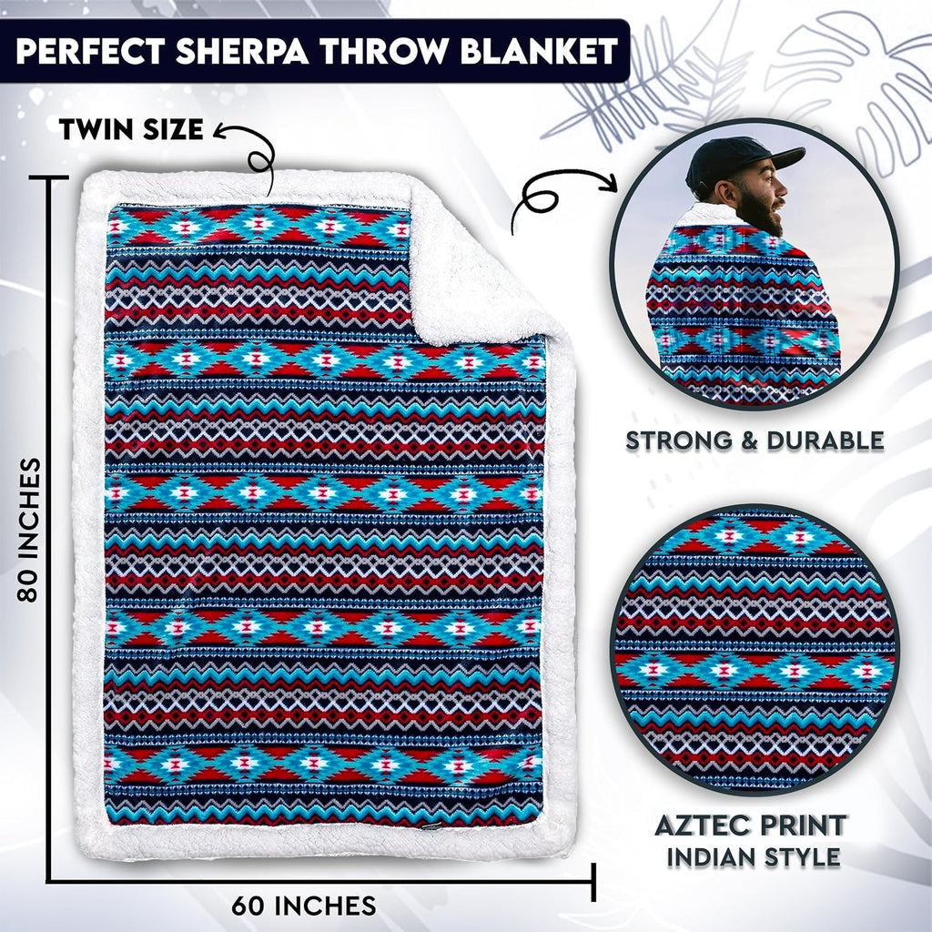 Aztec Reversible Twin Sherpa Throw Blanket