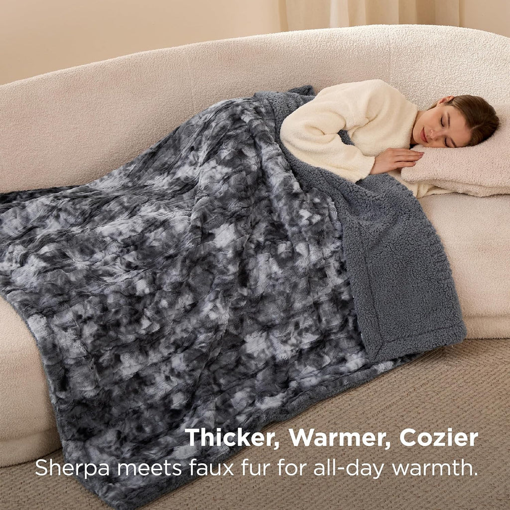 Grey Tie Dye GentleSoft Sherpa Throw Blanket
