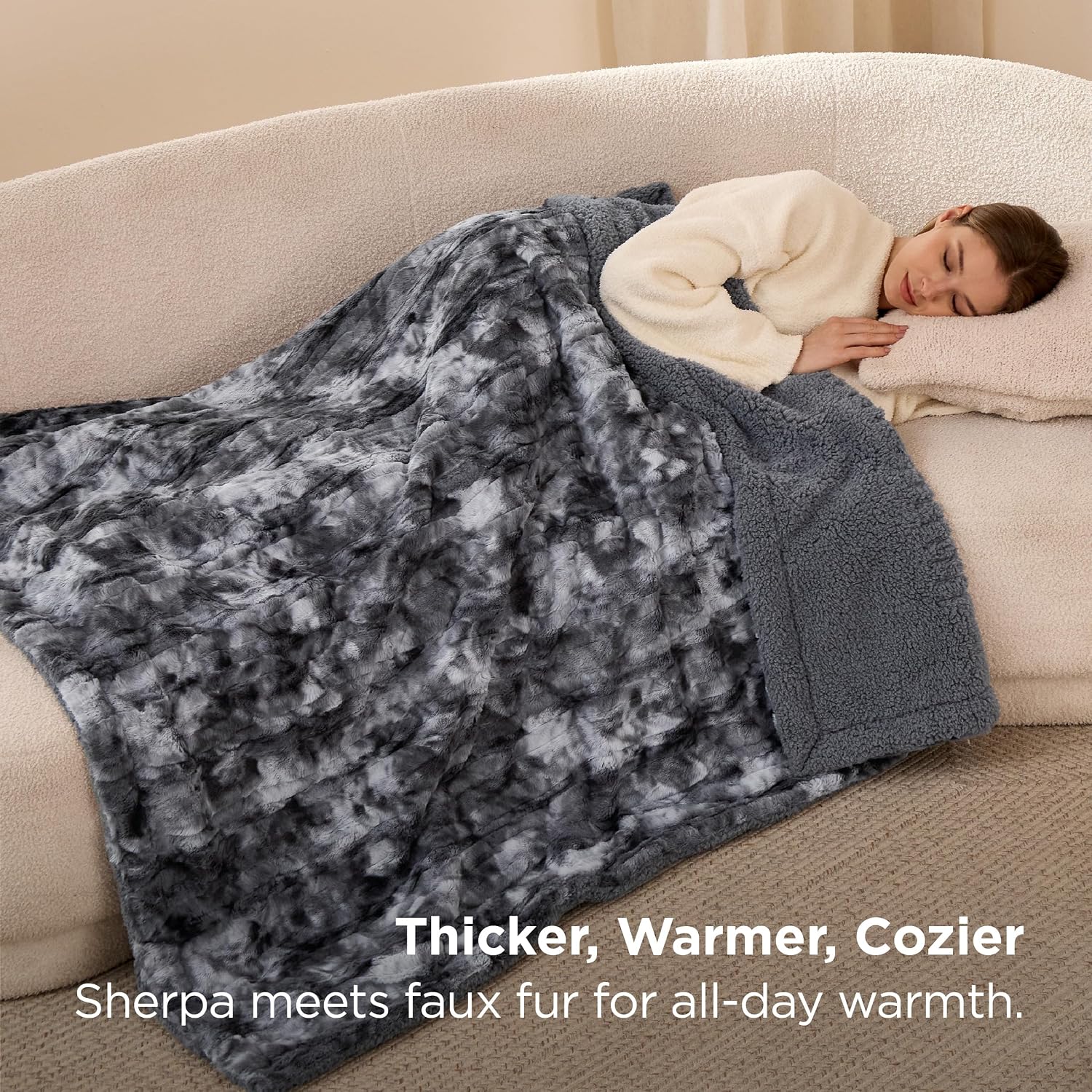 Grey Tie Dye GentleSoft Sherpa Throw Blanket