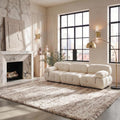Ivory & Beige Hudson Shag 5'3"x7'6" Modern Shag Area Rug