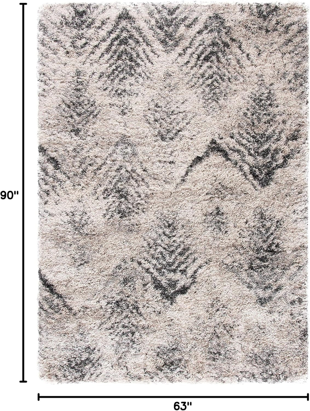 Cream & Grey Iceland Shag 5'3"x7'6" Area Rug