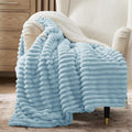 Sky Blue Thick Warm Sherpa Throw Blanket
