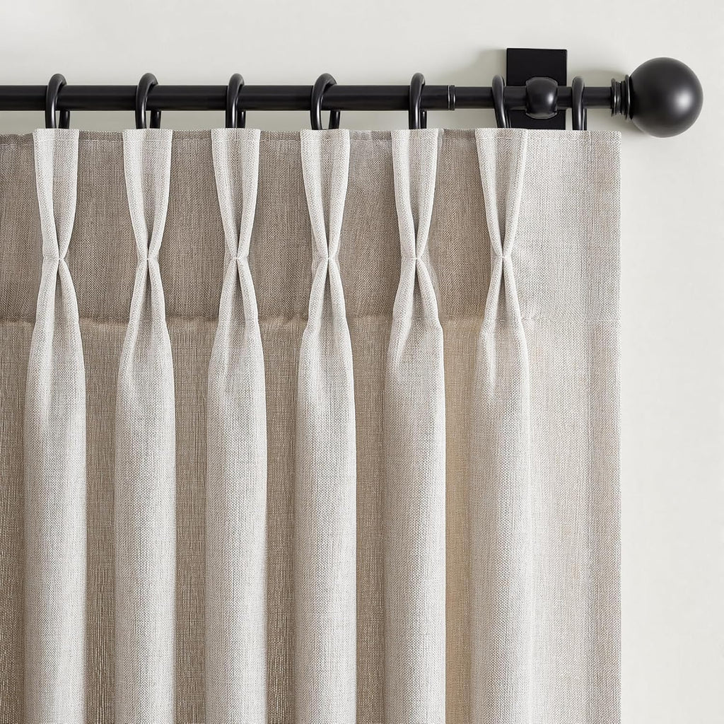 Beige Linen Pinch Pleated Curtains