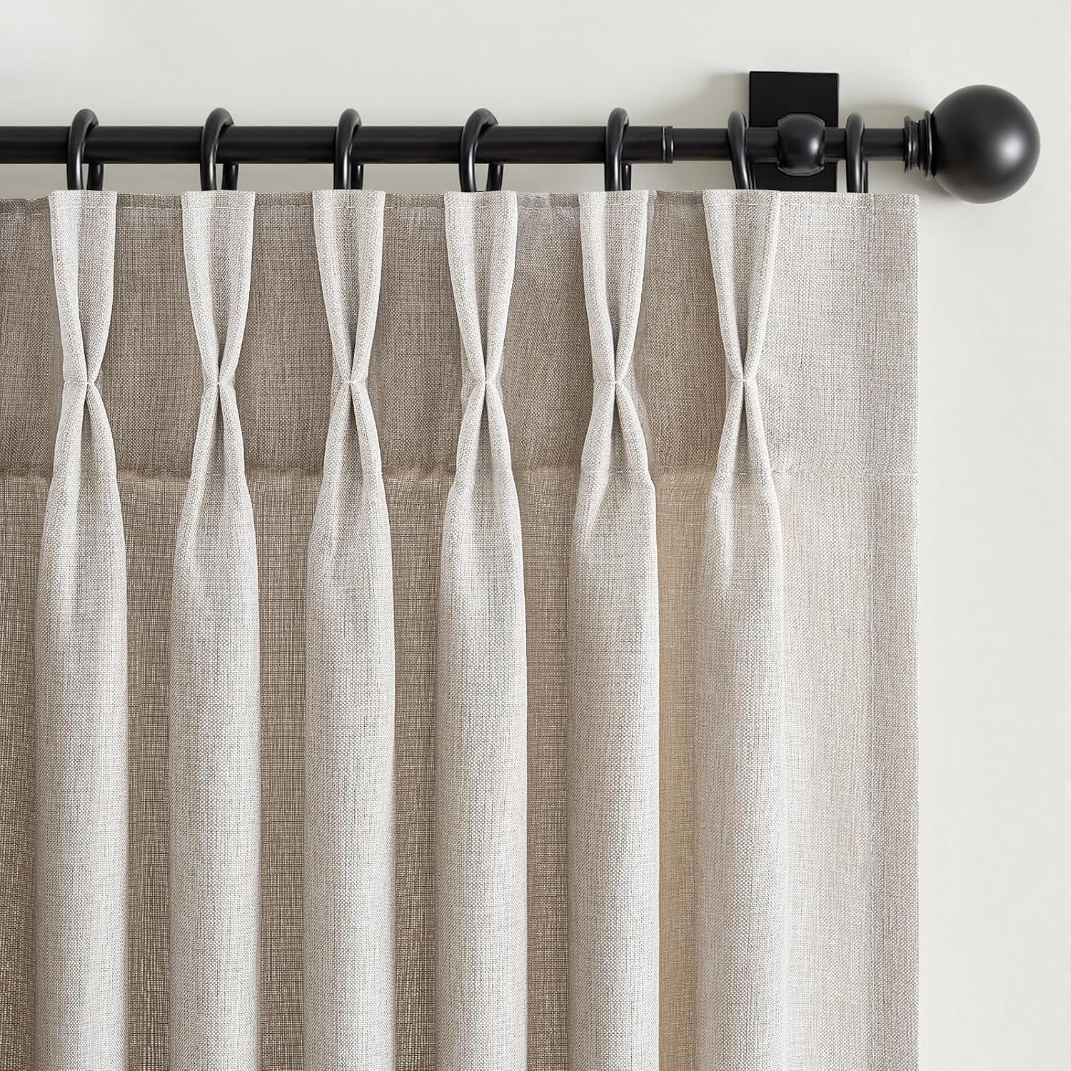 Beige Linen Pinch Pleated Curtains