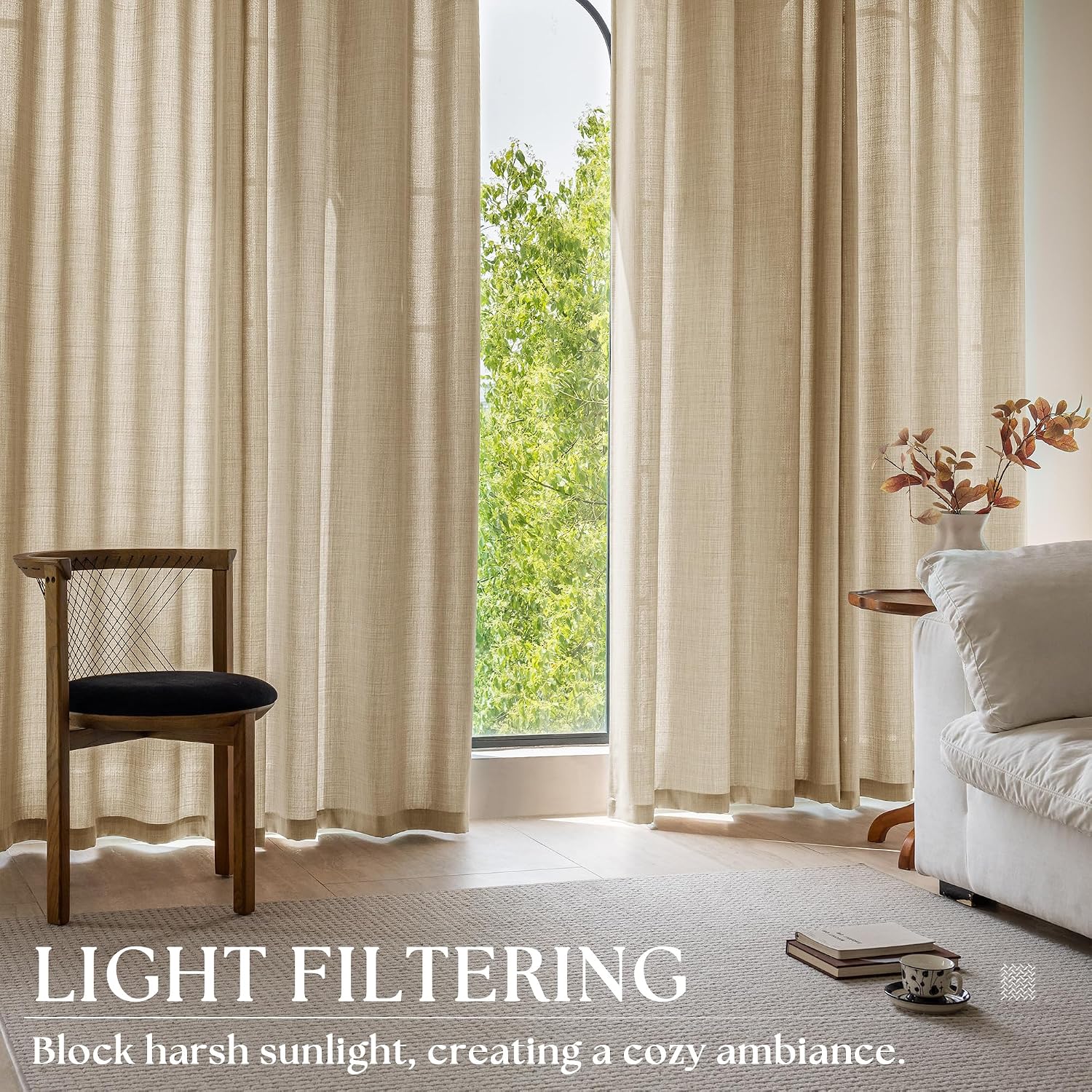 Sand Beige Semi Sheer Curtains