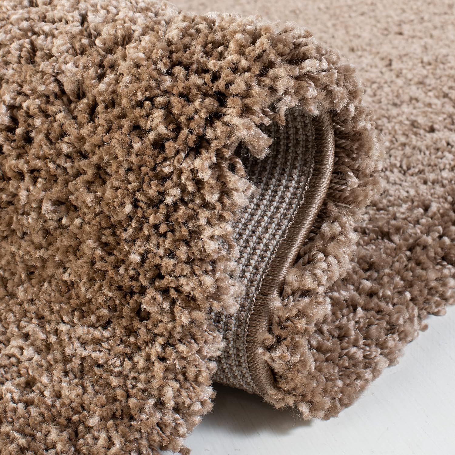 Dark Beige Milan Shag 5'1" Square Area Rug