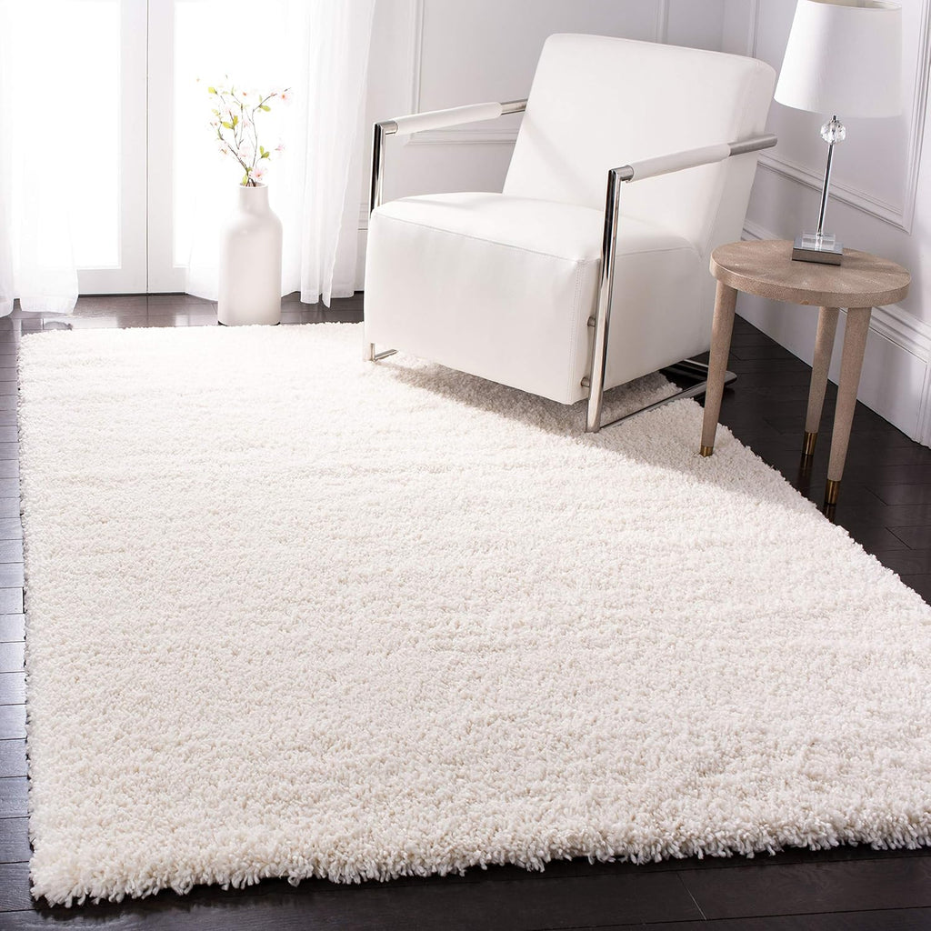 Ivory Fontana Shag 5'3"x7'6" Solid Area Rug