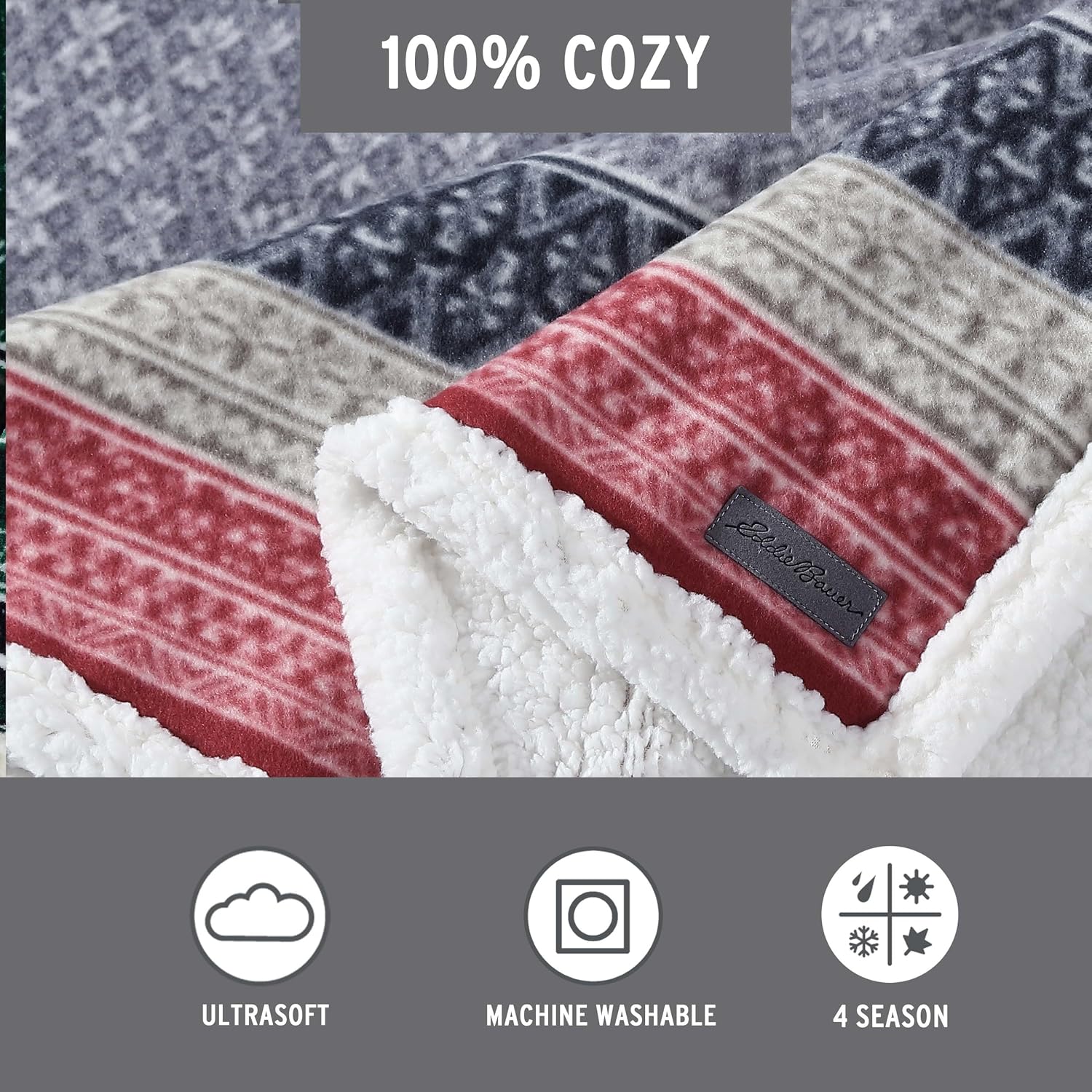 Dark Steel Fair Isle Sherpa Throw Blanket