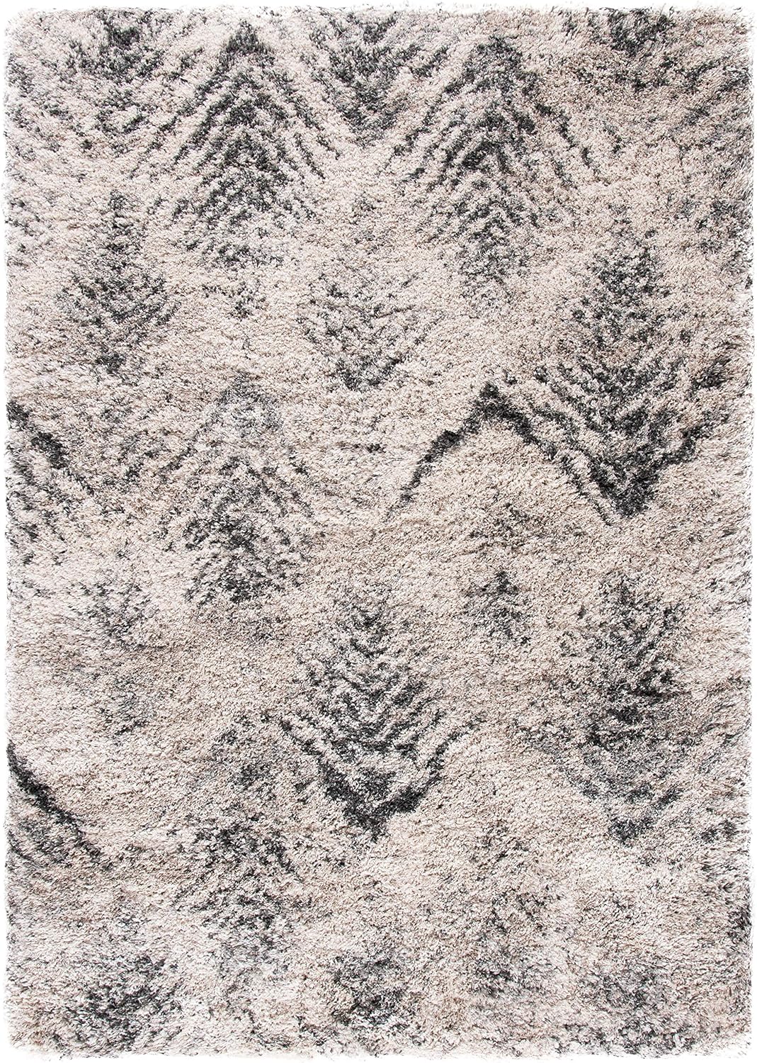 Cream & Grey Iceland Shag 5'3"x7'6" Area Rug