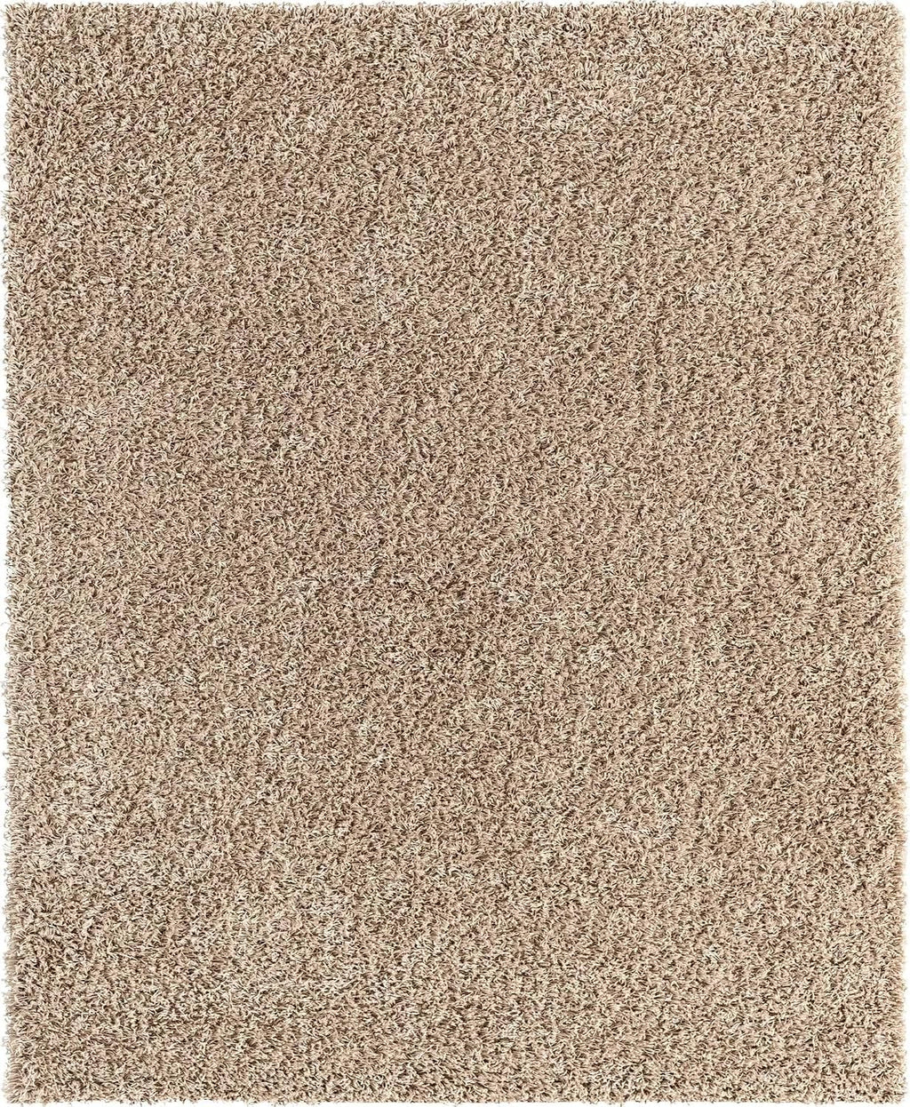 Taupe Solid Shag 7'10"x10' Modern Area Rug