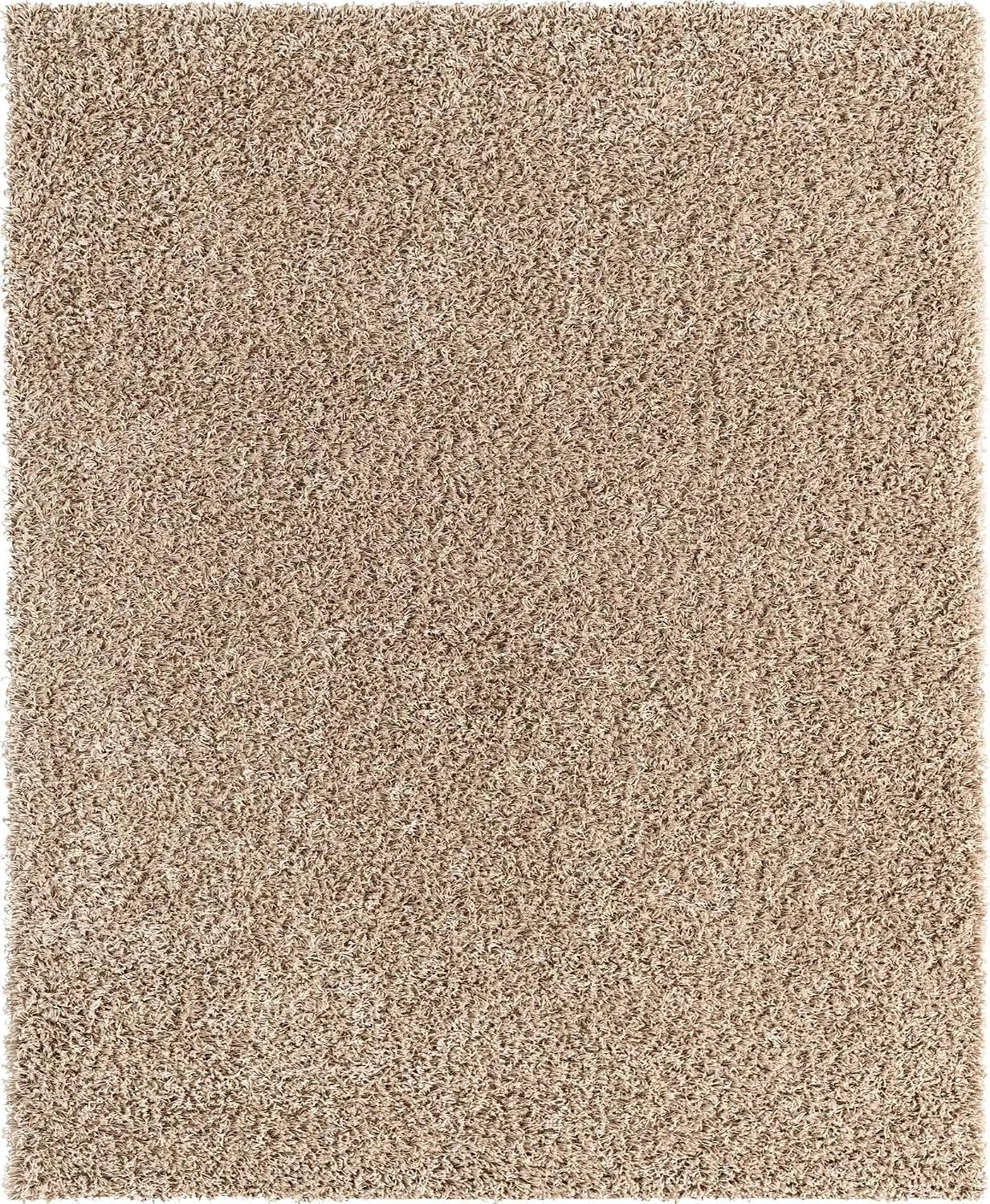 Taupe Solid Shag 7'10"x10' Modern Area Rug