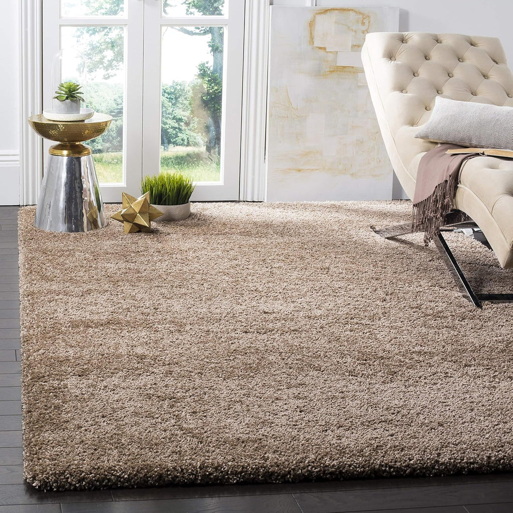 Dark Beige Milan Shag 5'1" Square Area Rug